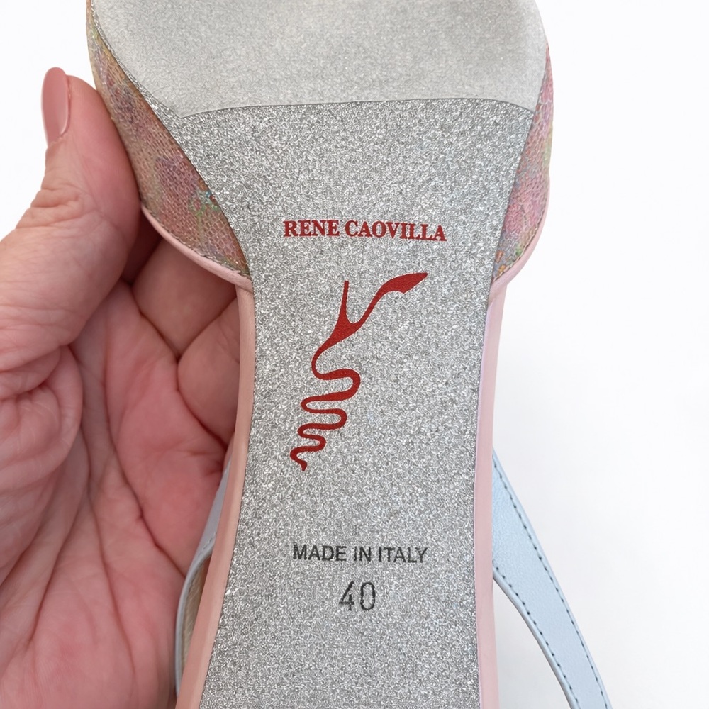 Rene Caovilla • “Veneziana” Rainbow Lace Sling Back Heels - Picture 14 of 17